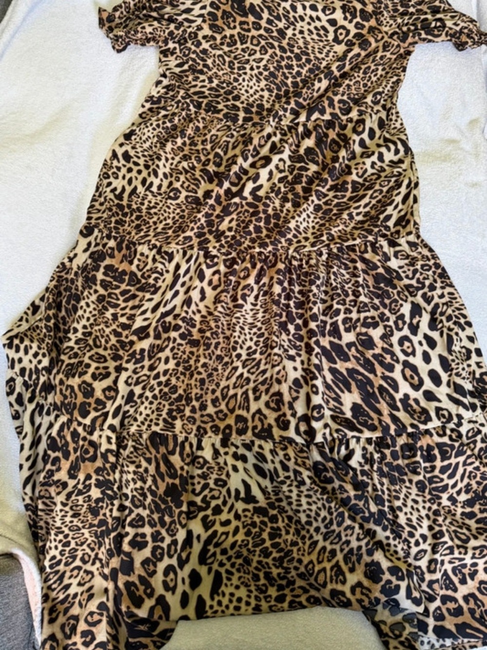 Leopard Print Tiered Maxi Dress - Brown